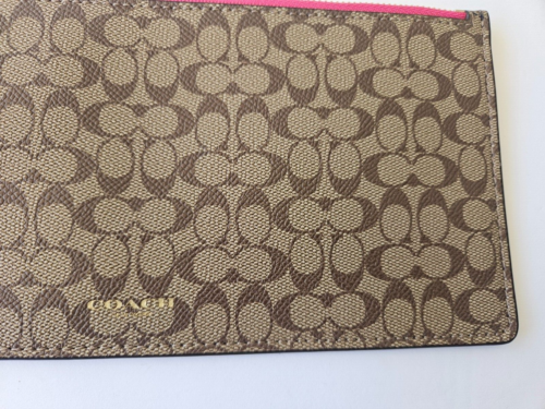 COACH Marrón Cremallera Firma Delgado Cuero Bolsa Accesorio Estuche Nuevo - Imagen 2 de 5
