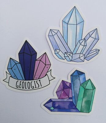 Crystals Vinyl Sticker Set Geologist Quartz  Pastel Crystal Points