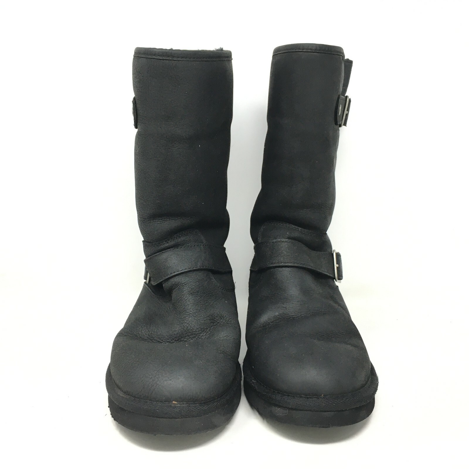 Women's Ugg Australia Sutter Pull On Moto Boots Shoes Size 7 Black Shearling image 7