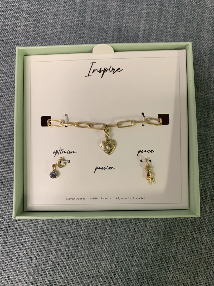 Gold Dipped Silver Plated Interchangeable Charm Bracelet Set - Inspire, New