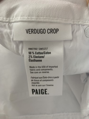 Paige Womens “Verdugo” White Jeans Size 24 / 23 NEW - Picture 6 of 8