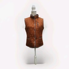 Barbara Lebek Quilted Gilet Rust Coloured Pockets No Hood