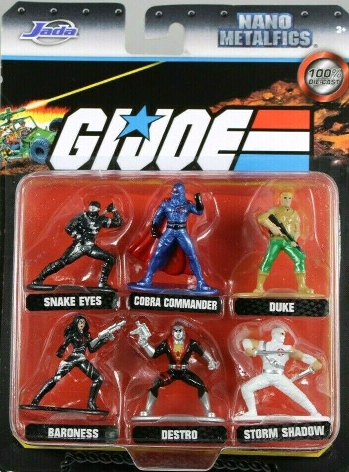 G.I. Joe Die Cast Metalfigs Set of 6 Snake Eyes, Cobra Commander New Sealed 2020