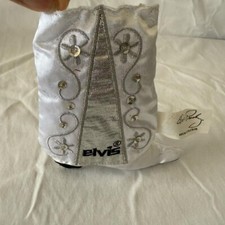 Elvis Presley Santa's Best Cowboy Boot Ornament White Silver