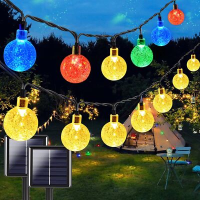 2PCS Solar String Lights Outdoor 16ft 30 LED Solar String Christmas Porch Garden