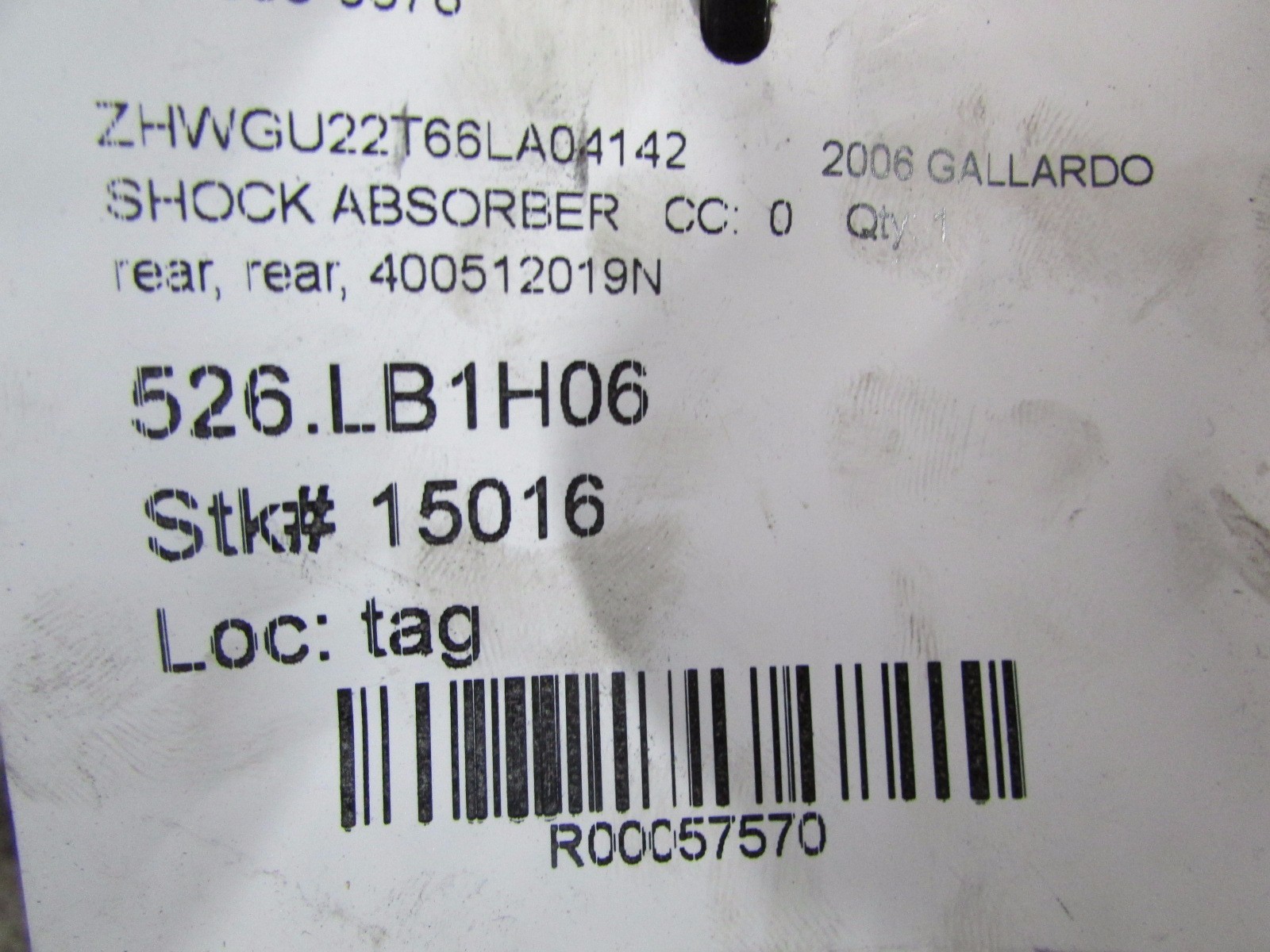 Lamborghini Gallardo Coupe, Spyder, Rear Shock Absorber, Used, P/N 400512019N