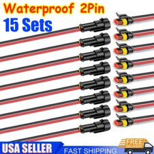 15Pairs Car Waterproof Electrical Wire Cable Connector Male Female 2Pin Way Plug