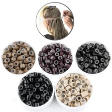 800PCS Silicone Lined Micro Ring Loop Beads for I Tip Human Hair Extensions USA