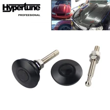 Universal 2.4" Push Button Billet Quick Release Latch Hood Pins Lock Clip Kit