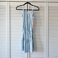 Bella Dahl NWT Girl Size 12 Blue and White Striped Belted Tiered Dress  Size 12