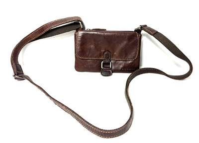 JACK GEORGES Vintage Brown Leather Voyager Mini Crossbody Bag