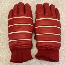 Vintage 1980’s PROMARK Wells LaMont Red White Stripe Leather Gloves Sz Women's M