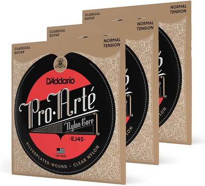 Pro Arté Nylon Classical Guitar Strings, EJ45-3D, Normal Tension, 6-String Set, 