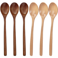 6 Piece Wooden Spoon Bamboo Kitchen Korean Style 9 '' Inch Natural Wood Soup Tab