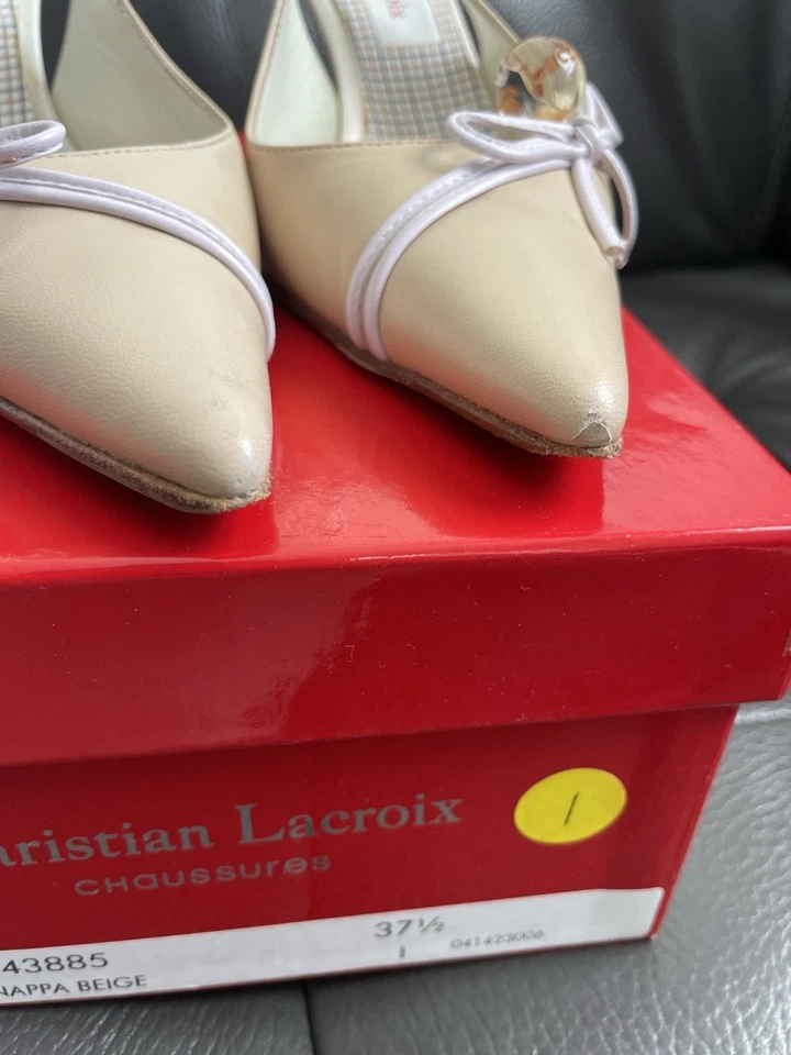 Christian Lacroix Vintage Tacón de Madera Eslinga Trasera Talla 37.5 Foto 4 de 4