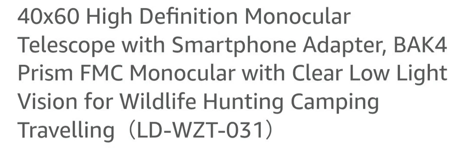 40x60 High Definition Monocular Telescope w/Smartphone Adapter - Image 2 of 4