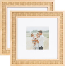 Corah Boho Faux Rattan Picture Frame Set of 2 for Gallery Wall Decor