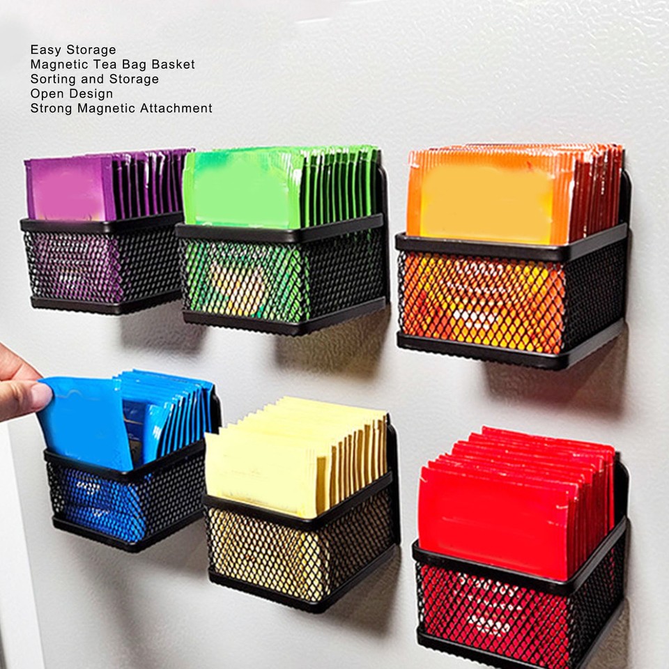 ^6PCS Magnetic Tea Bag Organizer Metal Tea Storage Box Holder For ...