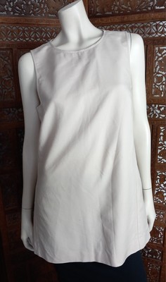 MAX MARA Kasack Long- Top/Shirt hellbeige ärmellos hohe Schlitze Co It46  D40/42