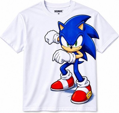 SONIC 128 T- SHIRT WEIẞ THE HEDGEHOG KURZARMSHIRT IGEL NINTENDO SEGA NEU