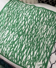 DVF Diane Von Furstenberg Sea Twig Graphic Cotton Scarf 18x18 Italy 105