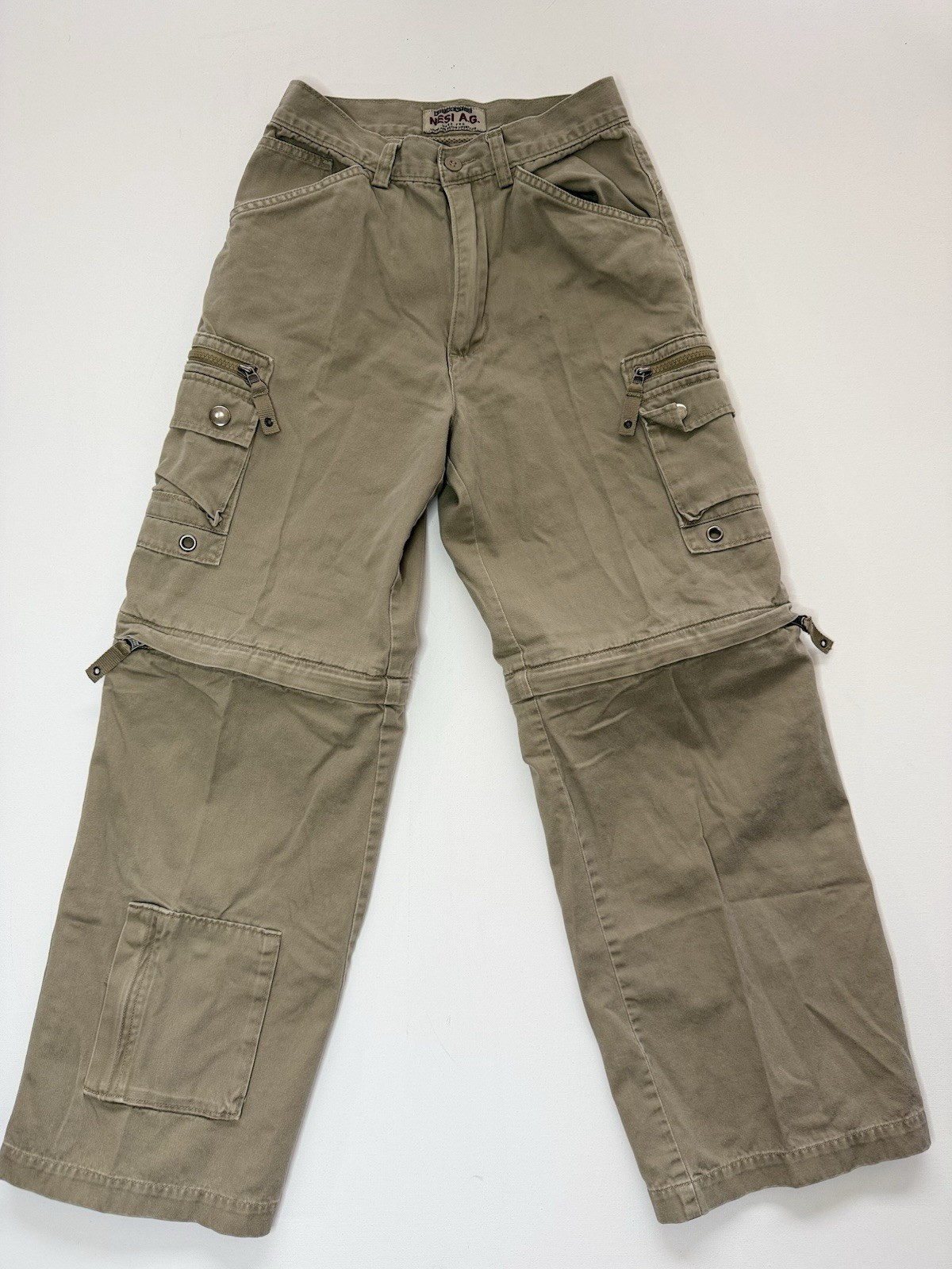 NESI A.G. Boys Convertible Zip-Off Cargo Pants Beige Cotton Twill Pockets