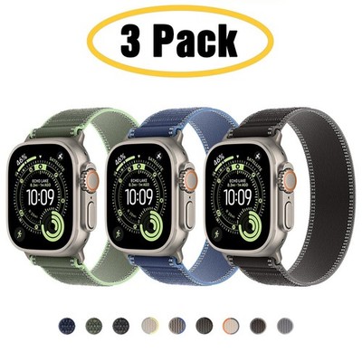 3 PACK Nylon Band Trail Loop for Apple Watch  Ultra 3 2 1 49mm 46mm S11 10 9 8 7