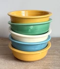 Vintage Fiesta Ware LOT of 5 Berry Bowls with Original Green 4.75" diameter