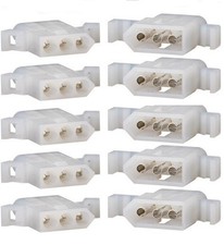 Molex Connector Lot, 5 Matched Sets, 3-Circuits w/18-24 AWG .093" Pins, Fre...