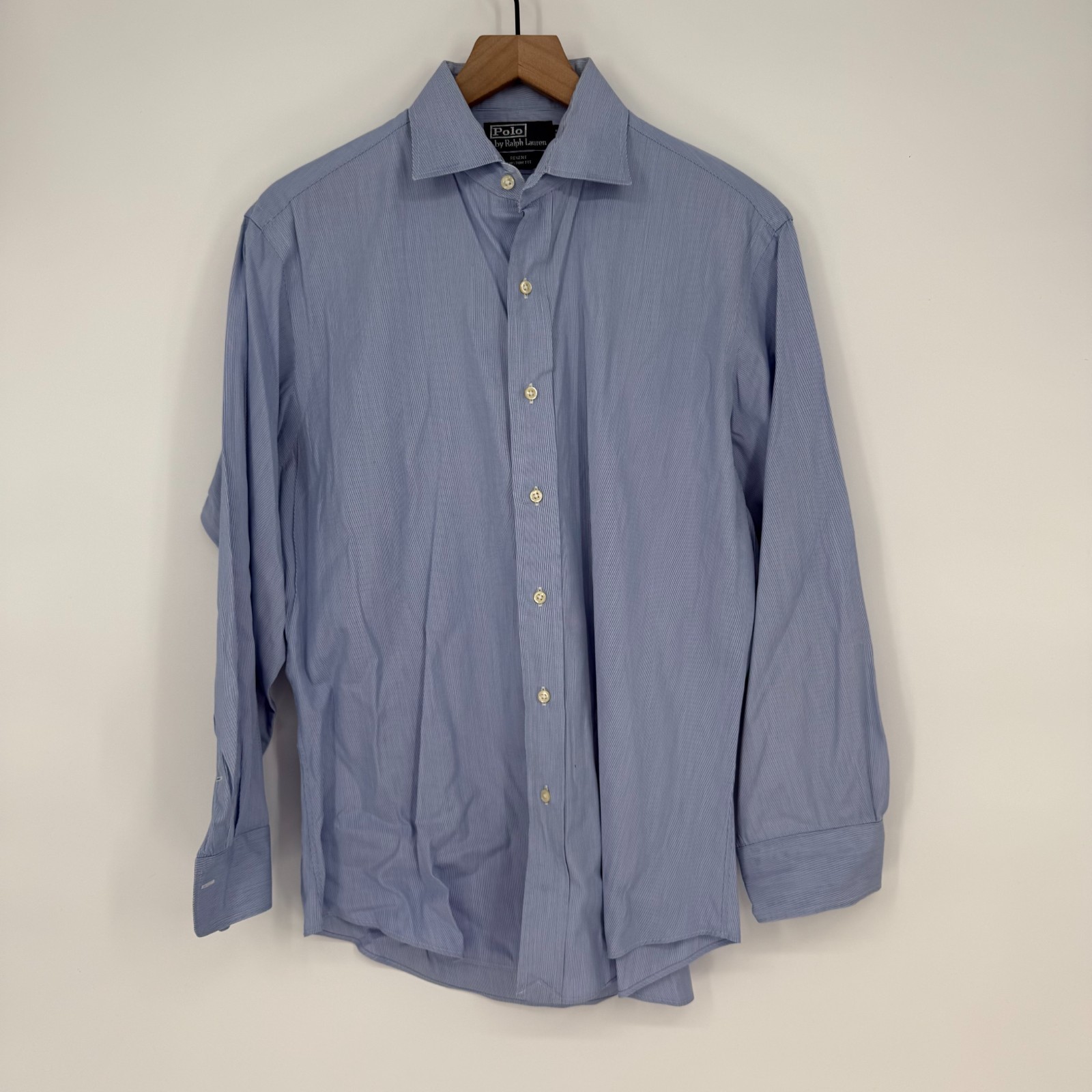 Polo Ralph Lauren Regent Custom Fit Dress Shirt Mens 16.5 Blue White Striped