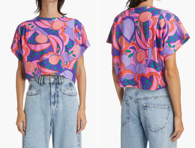 ISABEL MARANT Zinalia Tee Shirt Abstract Print Crop Top Cotton