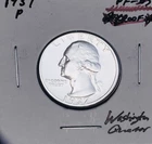 1937-P  PROOF!  BRILLIANT UNCIRCULATED! KEY DATE!  U.S. WASHINGTON QUARTER.