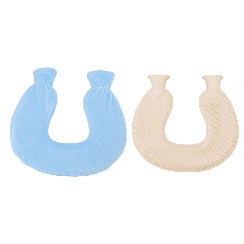 Botella de agua caliente de 1 L en forma de U bolsa de agua caliente para invierno cuello hombro cálido Foto 2 de 4