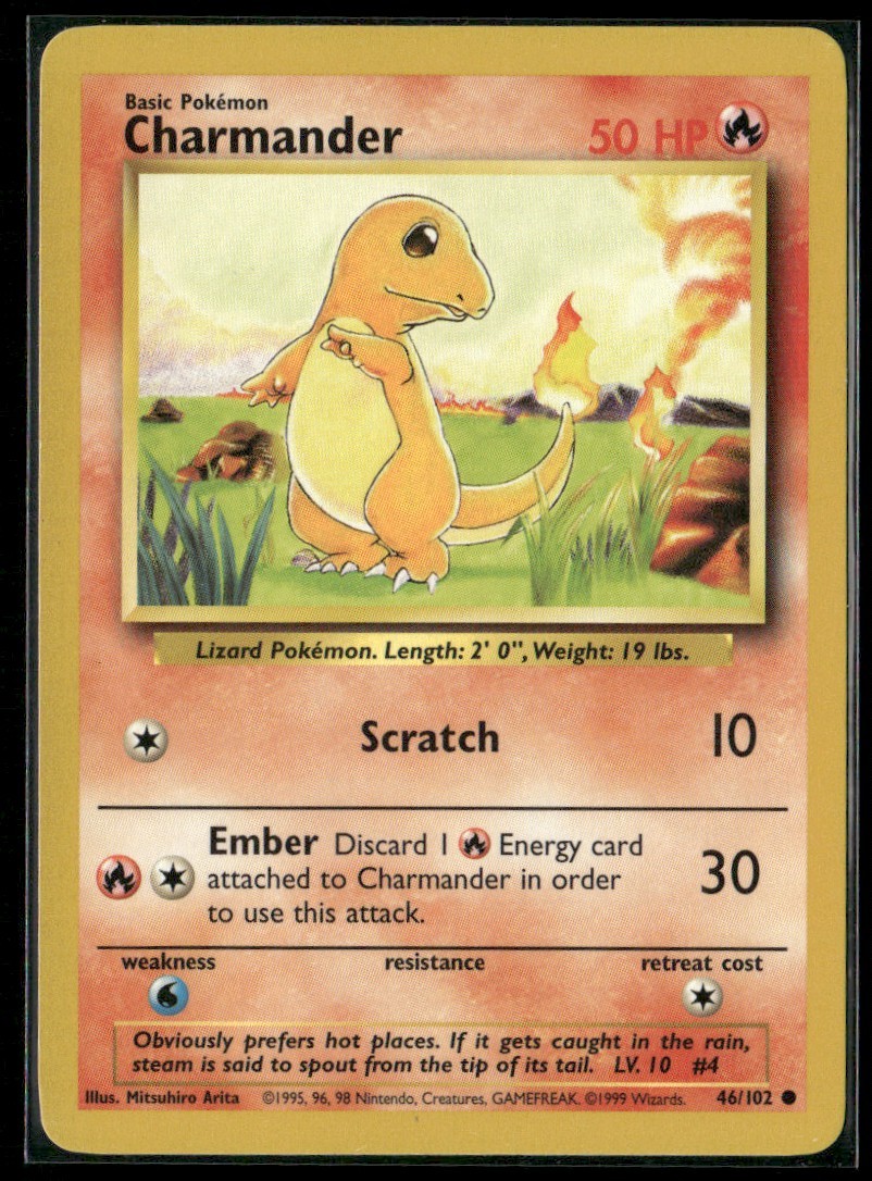 Charmander #46/102 Base Set 1999 Uncommon NM/LP Pokemon TCG