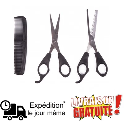 Set barbe et Moustache 3 pièces - Ciseau + Ciseaux à effiler + peigne - Photo 1/2
