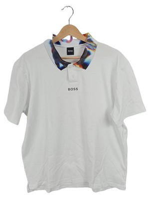 BOSS Herren Poloshirt Digital Artwork Maxim Zhestkov Weiß Gr. L