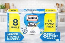 Regina Blitz Big Family Pack 8 Rolls Kitchen Roll Triple Layer Durable Quality