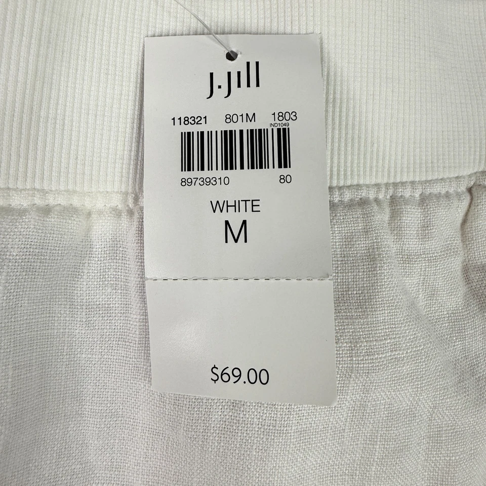 J Jill 100% льняной женщин средний белый широкие брюки Lagenlook минималистский богемное - Изображение 3 из 4