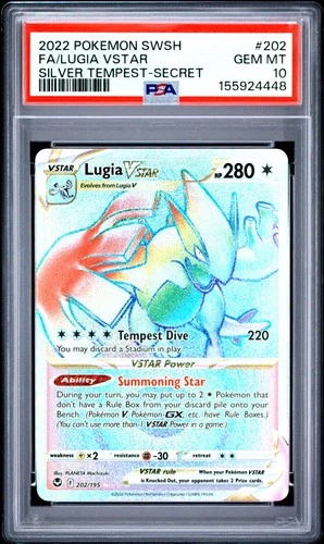 2022 POKEMON SWORD & SHIELD SILVER TEMPEST #202 FA/LUGIA VSTAR SECRET PSA 10