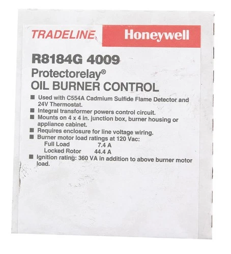 Honeywell R8184G4009 120V Intermittent Oil Burner Control 4 3/8 H x 4 1/8 W in.