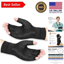 Unisex Copper Infused Compression Gloves   Lightweight, Fingerless  Supportive