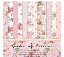 Floral Craft Paper Pack 6"x 6"  12 designs x 2 sheets Garden Of Dreams Cardstock