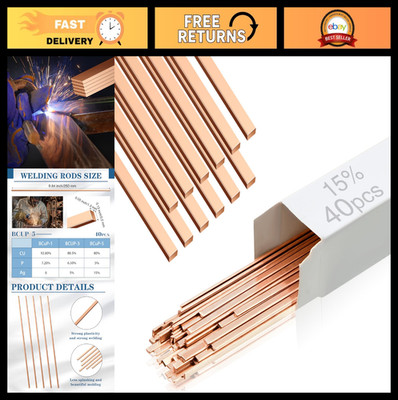 40 Sticks 15% Silver Brazing Rods AWS BCup-5 Phos Copper Welding Alloys 0.050''x1