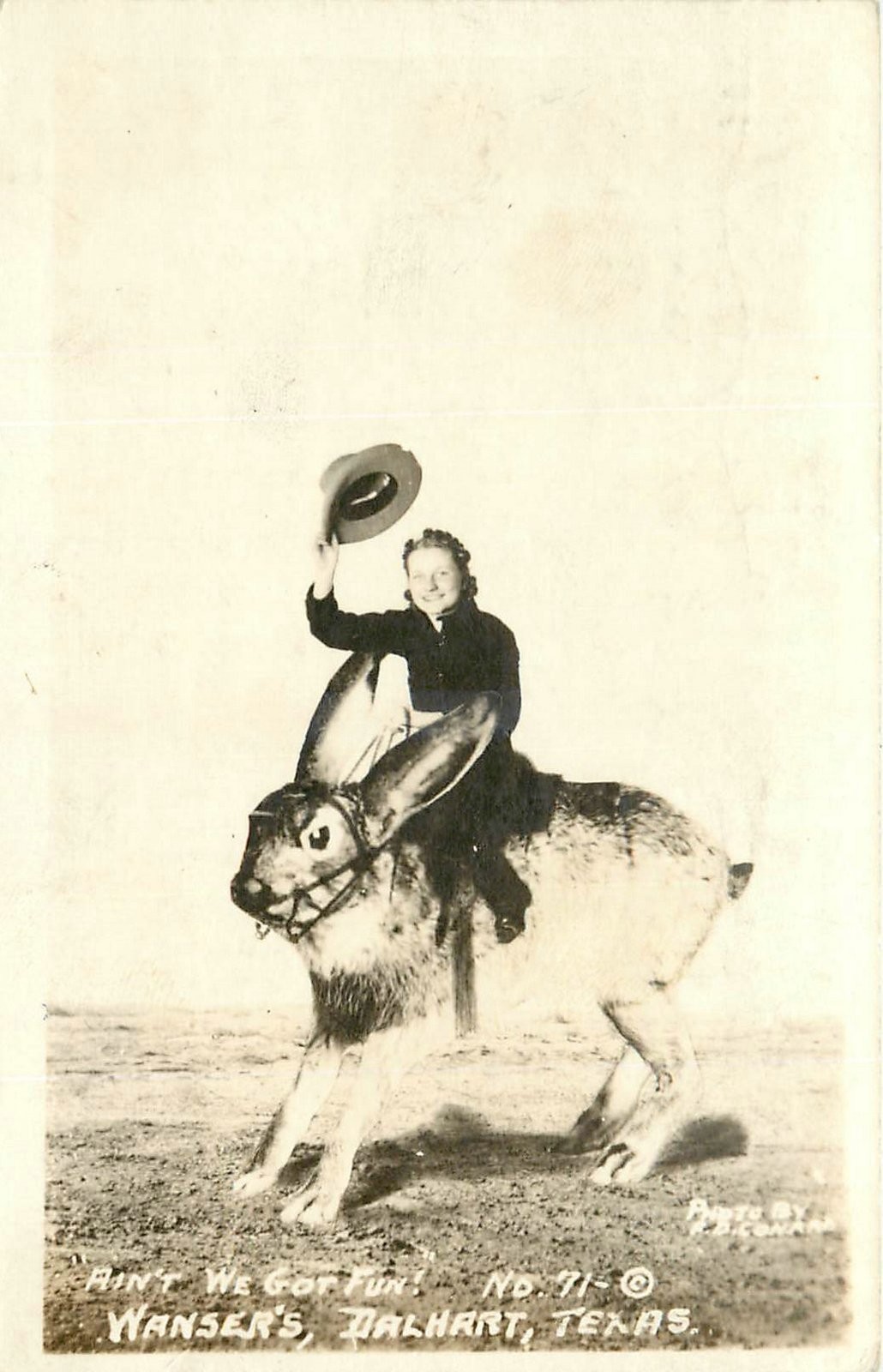 c1915 Dalhart Texas Wansers Conard rabbit exaggeration RPPC Postcard 25-10877