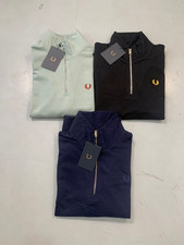 Fred Perry 1/4 Zip Sweatshirt Men's Tipped Trim Laurel Logo Pullover NWT