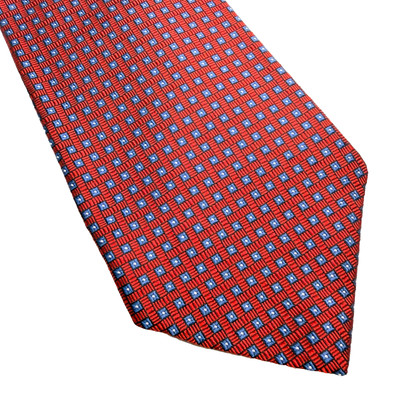 Robert Talbott Tie Men s Red Geometric Hand Sewn Woven Silk Necktie USA NWT