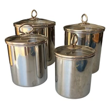 Stainless Steel Canister Set Of 4 With Airtight Lids