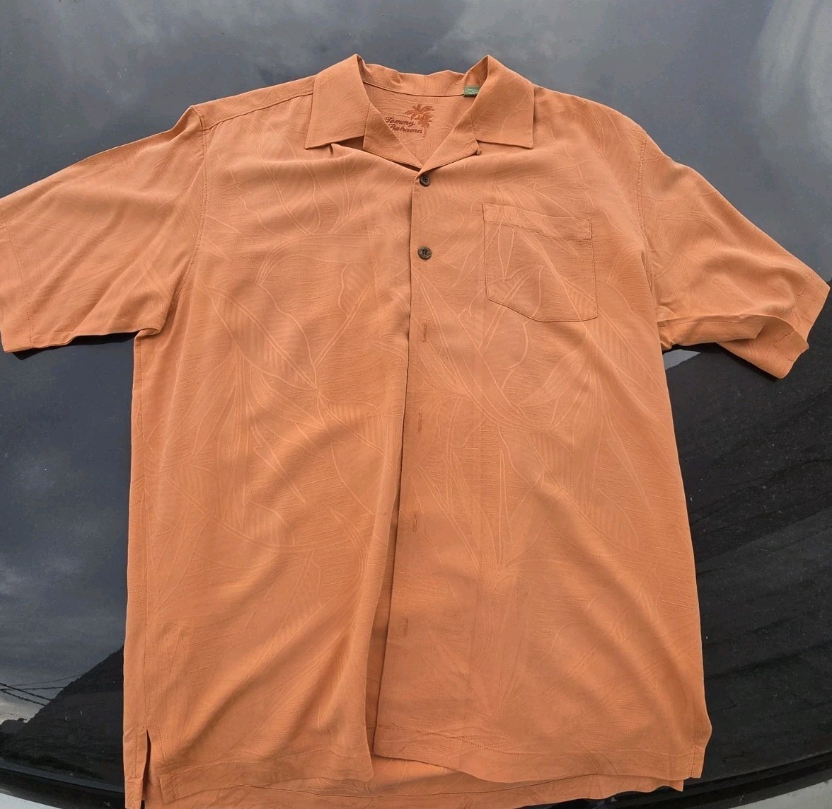 Tommy Bahama Short Sleeve Shirt Mens Large Orange Floral Button Up Island