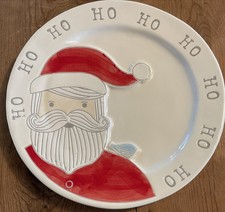 Mud Pie Ho Ho Ho Santa Plate 10 3/4" Whimsi Cookie Heavy Ceramic W/ Dimension