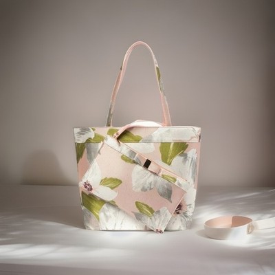 NWT - Ted Baker - CHERREY - Chatsworth Satin Shopper Tote - Nude Pink